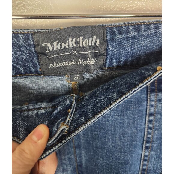 ModCloth x Princess Highway Women's Sz. 26W Floral Embroidered Wide Leg Jeans - Picture 2 of 7